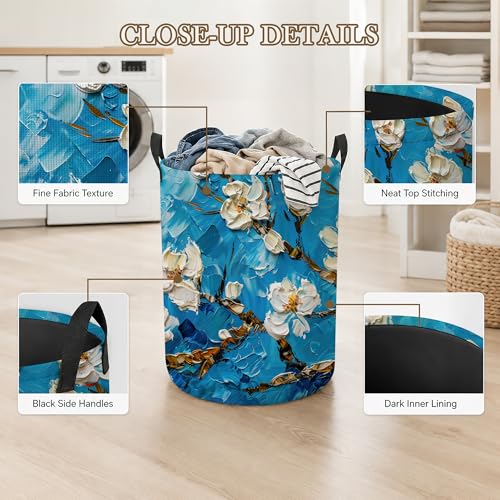 Image of Retro Apricot Blossom Laundry Hamper, Laundry Baskets, Waterproof Oxford Cloth for Room /Bathroom /Bedroom /Dormitories 16x20.8 Inch