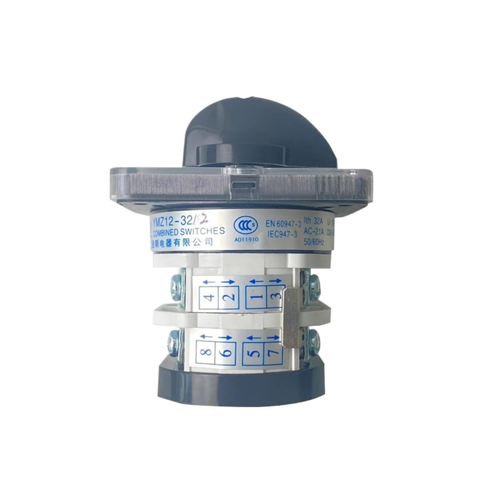 Interruptor selector principal de leva YMZ12-32/2, giratorio, de 0 a 4 posiciones, multipaso, bipolar, 32 A, 690 V, LW31