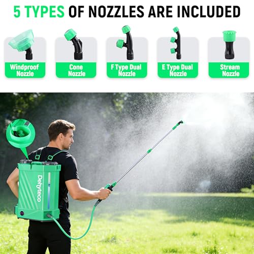 Image of Battery Powered Backpack Sprayer with Mixer 4.2 Gallon, 5 Nozzles & Goggles | Upgraded Backrest & Strap, Adjustable PSI 0-100, Compatible with Makita 21V /2.6Ah Battery & Charger