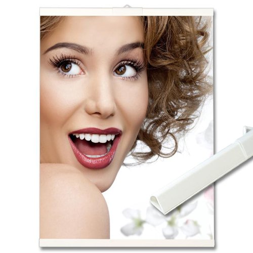 Porte-affiches 135 cm blanc suspendu et autoportant pour l'affichage sur mur ou vitrine