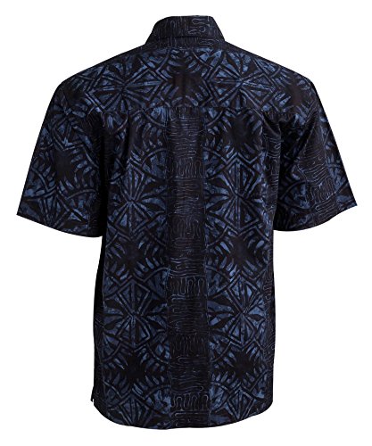 Hawaiian Short Sleeve Cotton Button-Down Batik Shirt for Men (Geometric Forest)2