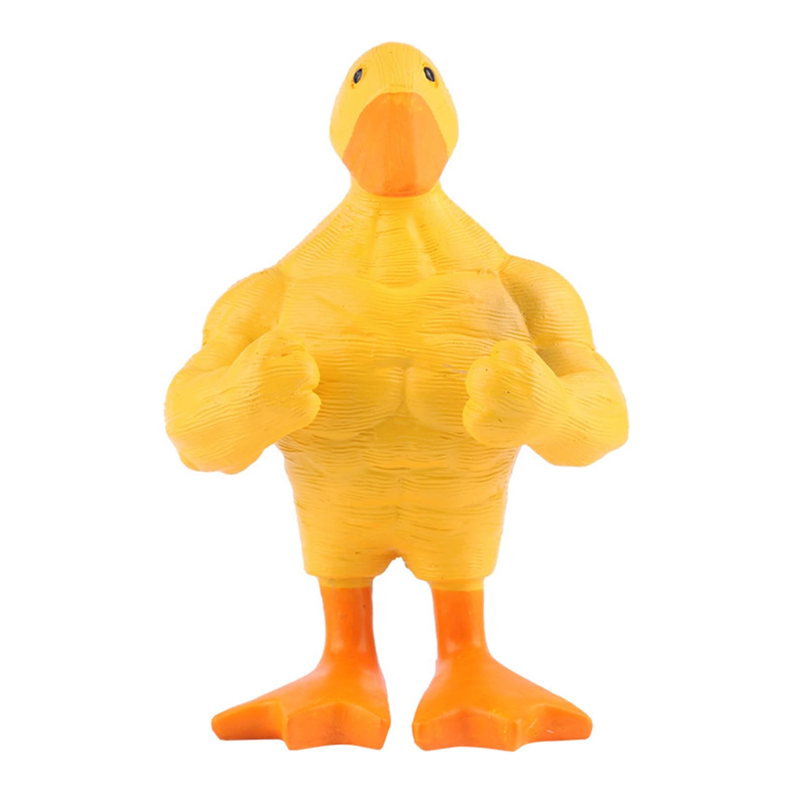 bayicie Resin Muscular Duck Figurine, Strong Fitness Duck Statue Yellow