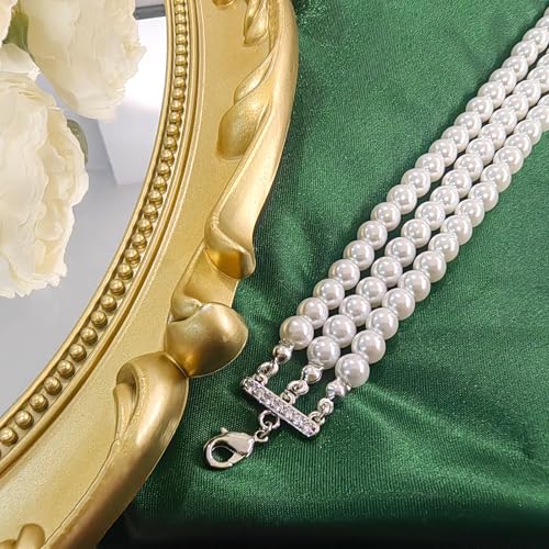 Image of Zeffy Pearl Necklace 4MM /6MM /8MM Dainty Round Imitation Pearl Choker Necklace Wedding Pearl Necklace Delicate Jewelry for Women Simple Bridesmaid Jewelry Gifts