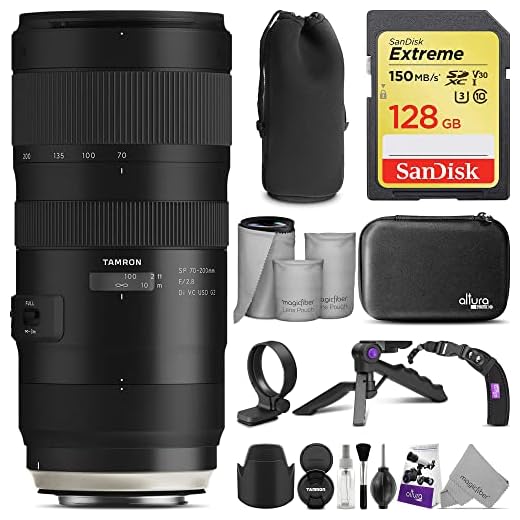 Tamron SP 70-200mm f/2.8 Di VC USD G2 Lens for Canon EF Cameras + Tamron Tap-in Console with Altura Photo Advanced Accessory and Travel Bundle