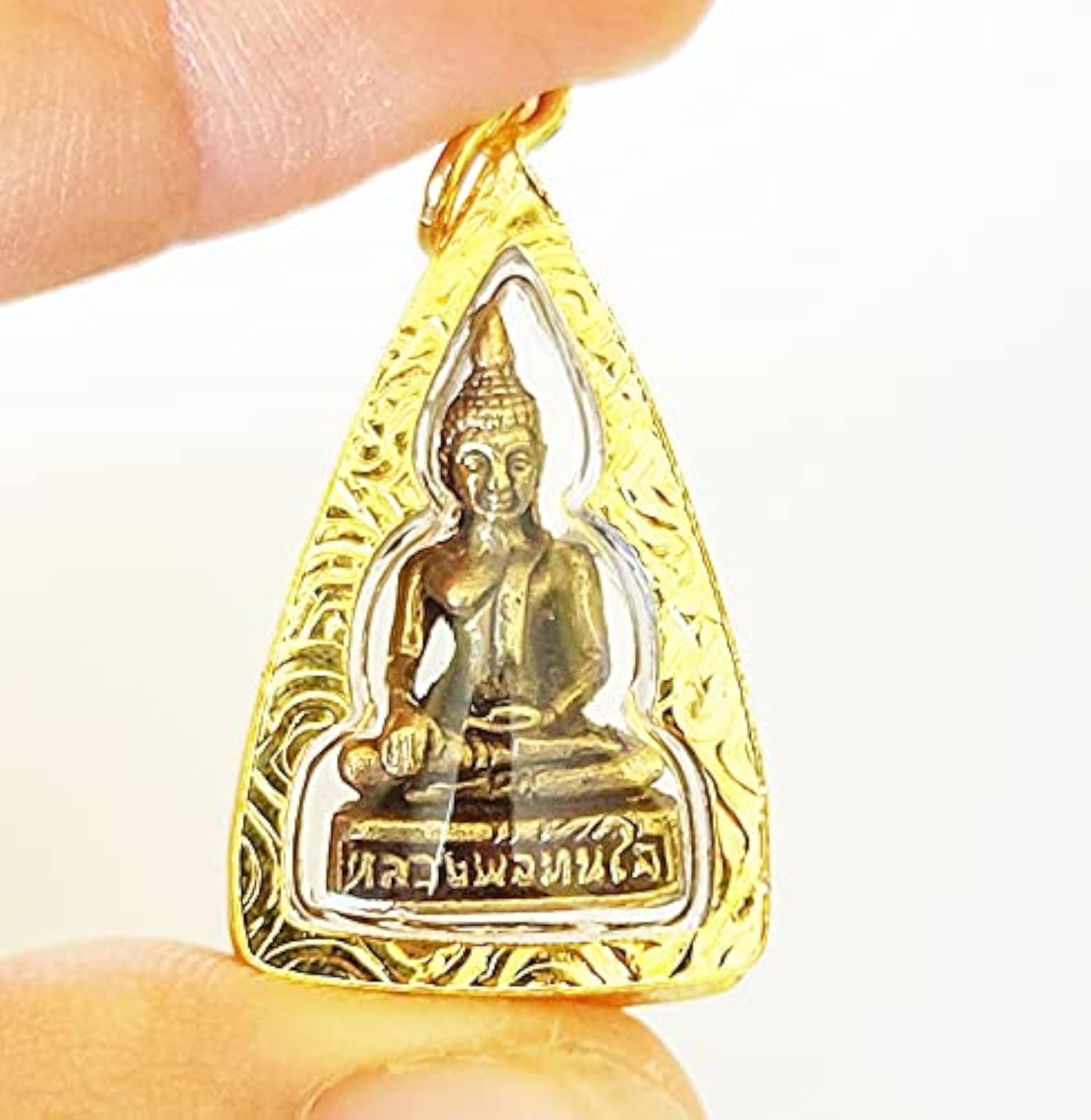 Miracle Phra LP Tanjai Buddha Gold Pendant Amulet for Protection