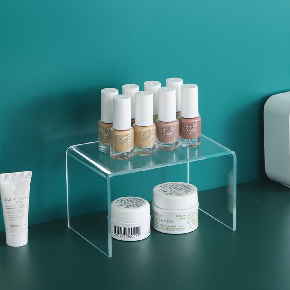 6pz Espositore Acrilico Trasparente Espositore Vetrina in Plastica in 3 Misure per Scaffali Alzate per Espositori Gioielli per Oggetti da Collezione, Cosmetici e Esposizione Artigianale