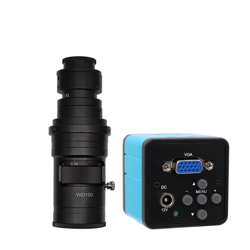 Mikroskop przemysłowy cyfrowy 1080P HDMI VGA kamera mikroskopowa + 130X 2000X 250X regulowany obiektyw z mocowaniem C + 56 diod LED (kamera VGA)