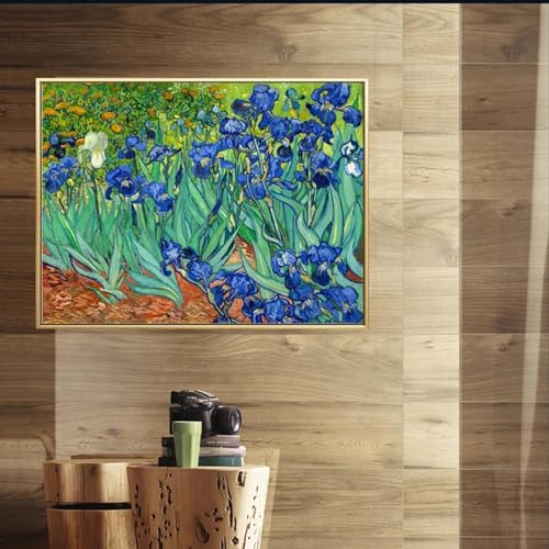 Peinture Van Gogh Iris 50x70 cm avec cadre pour salon