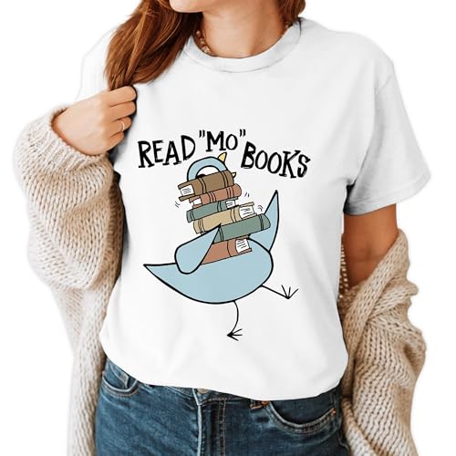 Read Mo Books Tshirts - Teachers Shirt - Reading Shirt for Teacher - First Day of School Tshirt - 100 Days of School Shirts - Teachers Appreciation Gift - Gift for Teachers Day (White, S)