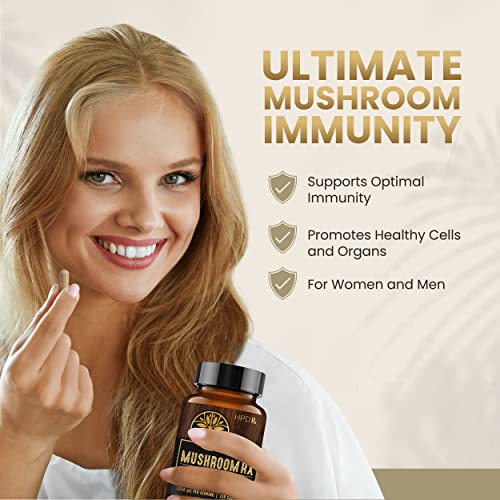 Hpd Rx Mushroom Rx Organic Mushroom Extract Blend Max Immunity Dose, Lion’s Mane, Chaga, Reishi, Shiitake Maitake & Turkey Tail Mushroom Supplements | 2250 Mg, 30-Day Supply, Pack Of 1 #TOP2
