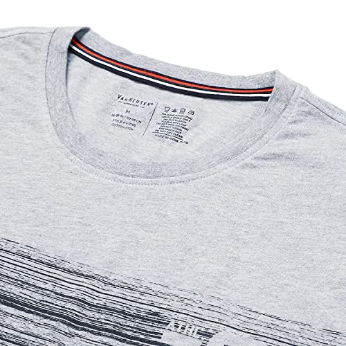 Image of Van Heusen Men Athleisure Regular Fit T-Shirt - Cotton Rich - Crew Neck, Long Sleeve, Printed