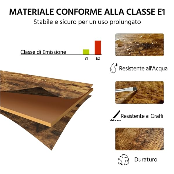 Yaheetech Tavolino da Caffè Vintage Stile Industriale Tavolino Lato a 3 Ripiani Comodino Porta Telefono in Legno e Metallo Tavolino d’Appoggio per Salotto Ingresso Ufficio