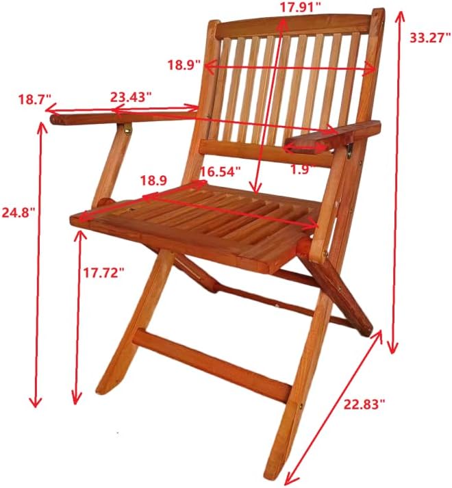 LICOME Patio Furniture Dining Set for 4 - Foldable Outdoor Table & Chairs, Space-Saving Patio Dining Set, Ideal for Outdoor Seating (Oak + Solid Wood)