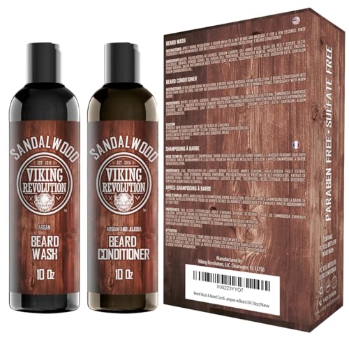 Image of Viking Revolution Beard Wash & Conditioner Set - Sandalwood - 10 oz