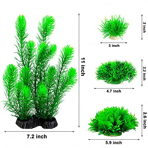 Cousduobe Aquariums Decorations Plants, Artificial Plastic Plant, Lifelike Various Sizes Simulation Plastic Plants(Green, 6Pcs) #TOP2