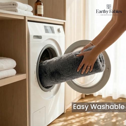 Image of Earthy Fables Plush Microfiber Bath Mat, Quick Dry, Anti-Skid, Water Absorbent, Non-Slip, Machine Washable Floor Rug, Shower Mat, Door Mat for Bathroom, Bedroom, 60 x 40 cm - Grey