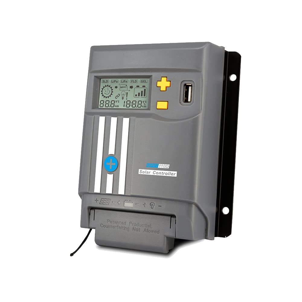 Controlador de carga solar 10A MPPT con dispositivo WiFi 12V / 24V Pantalla LCD Regulador de batería Dual USB LifePo4(MPPT110D WIFI)