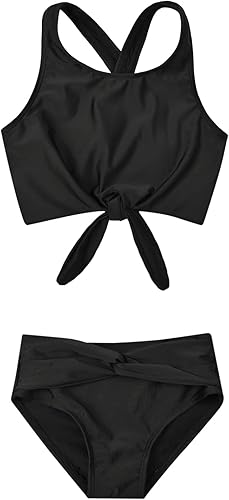 Mirawise Girls Swimsuits Swimwear Bathing Suit Beach Bikini Two Piece Tie Front Swimsiuts 4-13Y