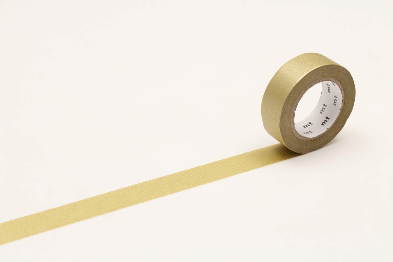 mt Washi Masking Tape Solid Colour, 15 mm x 10 mtrs Shade - Gold (Pack of 1)-image-21