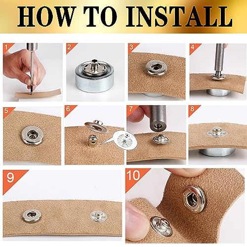 120 Sets Metal Snap Buttons, NXTOV 12.5mm Leather Snap Fasteners Kit with 5 Pieces Fixing Tools, 6 Colors Craft Snaps for Clothes, Windbreaker, Shirts, Jacket, Backpacks, Wallet,Bags
