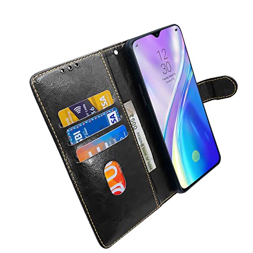 Pikkme Realme XT/X2 Flip Cover Black Black & Brown - Image 5