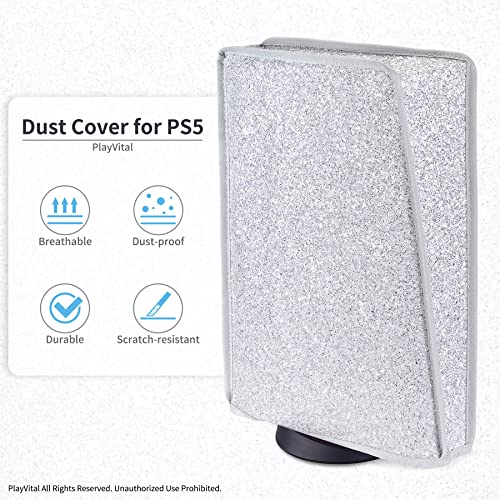 Image of PlayVital Glow in The Dark Dust Cover for ps5, Anti Scratch Waterproof Cover Sleeve for ps5 Console Digital Edition & Disc Edition - Sparkle Silver