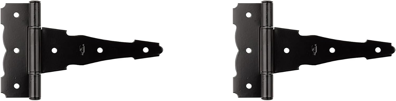 National Hardware N881-912 V841 Ornamental/Reversible T Hinges in Black, 2 pack