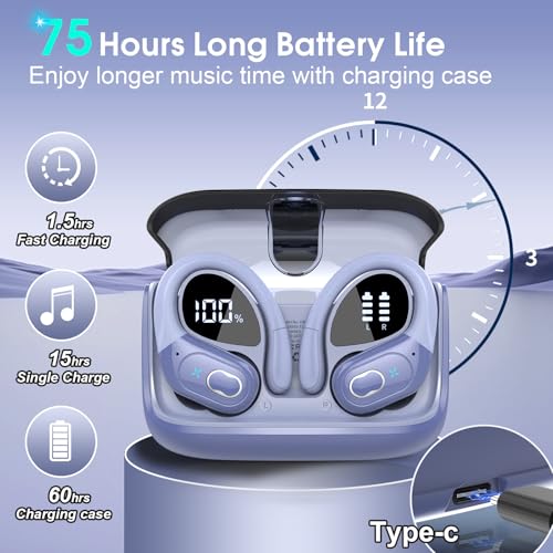 Image of AI Translation Earbuds Real Time, 164 Language Translator Earbud 3-in-1 Bluetooth 5.4 Translator Earbuds with 6 Translation Modes, 75H Translators Headphones with APP for Travel Business, Purple Blue
