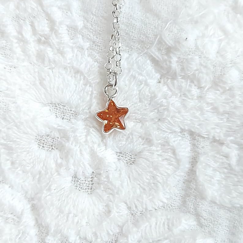 Colgante de topacio naranja y plata 925 con cadena de 45 cm 2
