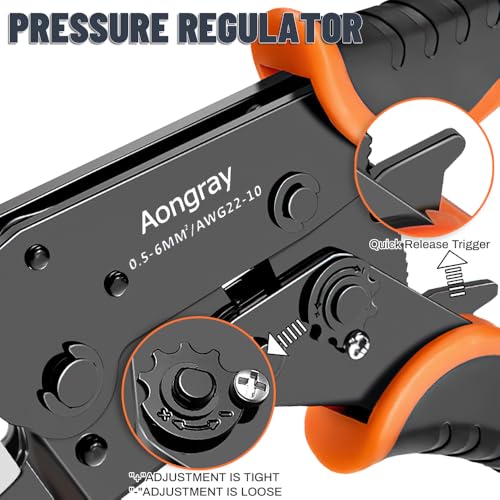 Insulated Wire Terminal Crimping Tool, Aongray 0.5-1.5/1.5-2.5/4-6mm²(A.W.G. 22-10) Ratchet Crimping Tool - Electrical Cable Lug Crimp Plier for Electrical Wiring Repair - Image 4