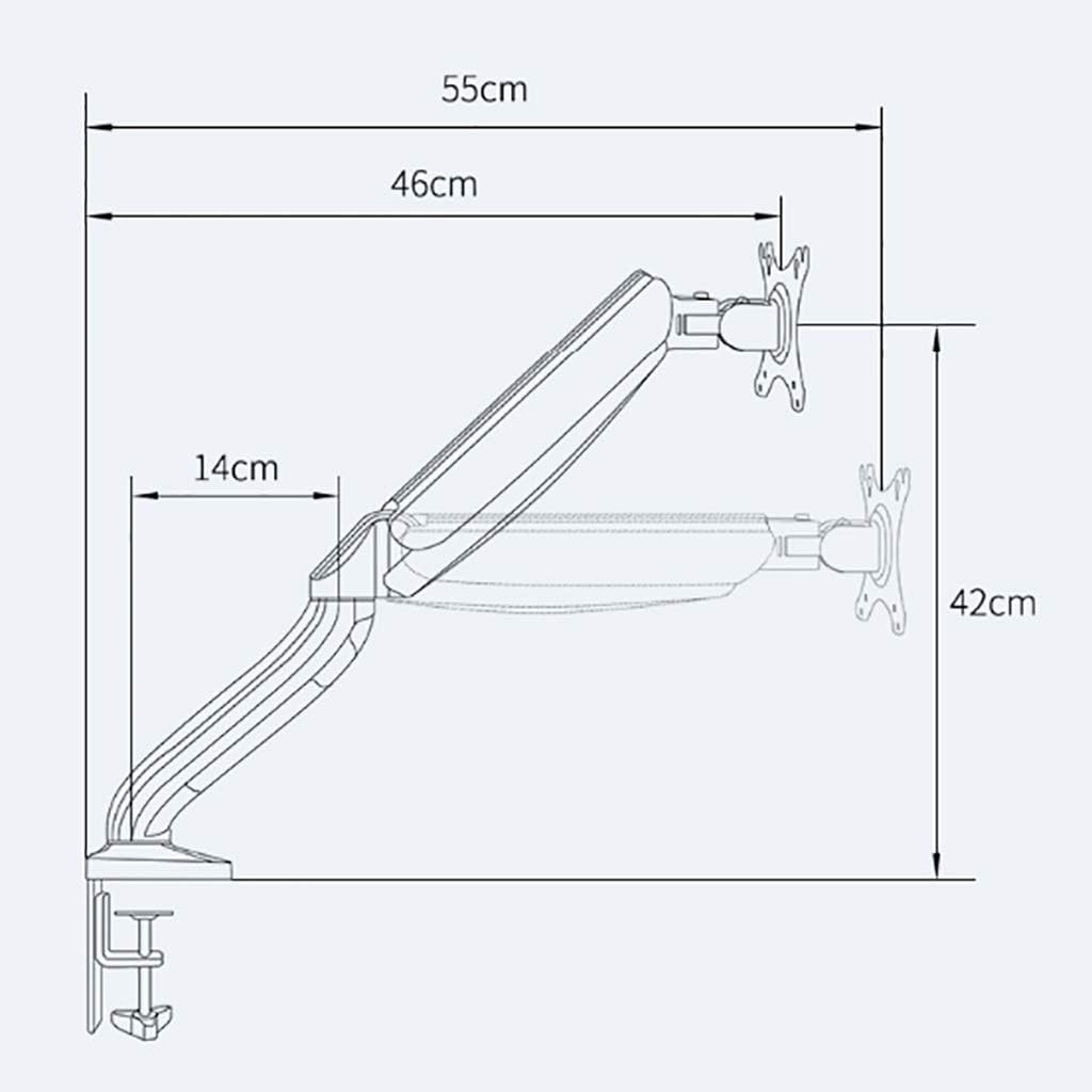 TV Wall Mount Bracket, for 12-27-Inch Screens Full Motion Monitor with Gas Spring