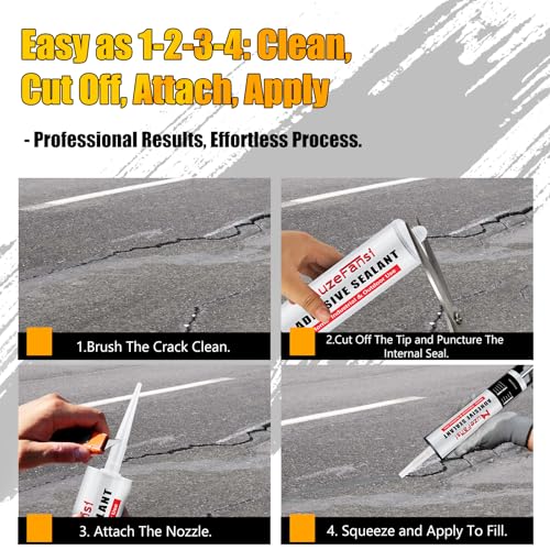 Image of Gray Concrete Crack Filler, Self-Leveling Waterproof Sealant, Fast-Curing Flexible Cement Crack Repair, Concrete Patch (10.1 fl oz, 2 Pack)