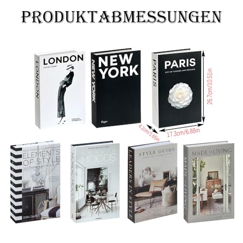 Cnwinu Deko Bücher Set,7 Stück Mode Dekoratives Buch für Heimdekor,Keine Seiten,Faltbare Gefälschte Buchdekorationen,Regal Dekor Aesthetic,Display Bücher für Couchtisch Büro Regale