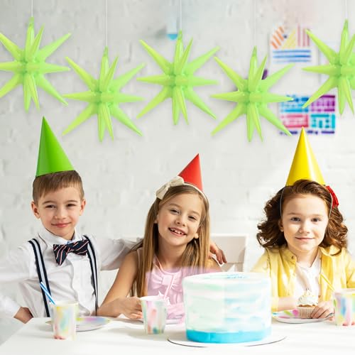 Image of TONIFUL 4 Pcs Star Balloons Light Green Foil Explosion Party Decoration | 22 Inch Large Mylar Star Balloon for Birthday Wedding Boho Gender Neutral Baby Shower Fresh Spring Garden Picnic Party Decor