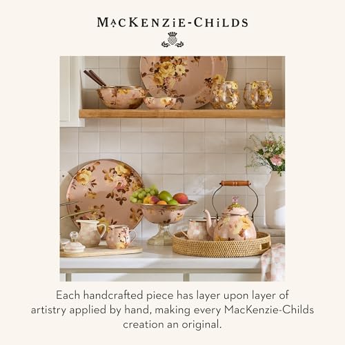 Image of MACKENZIE-CHILDS Enamel Pedestal Platter, Large, Wild Rose Mauve