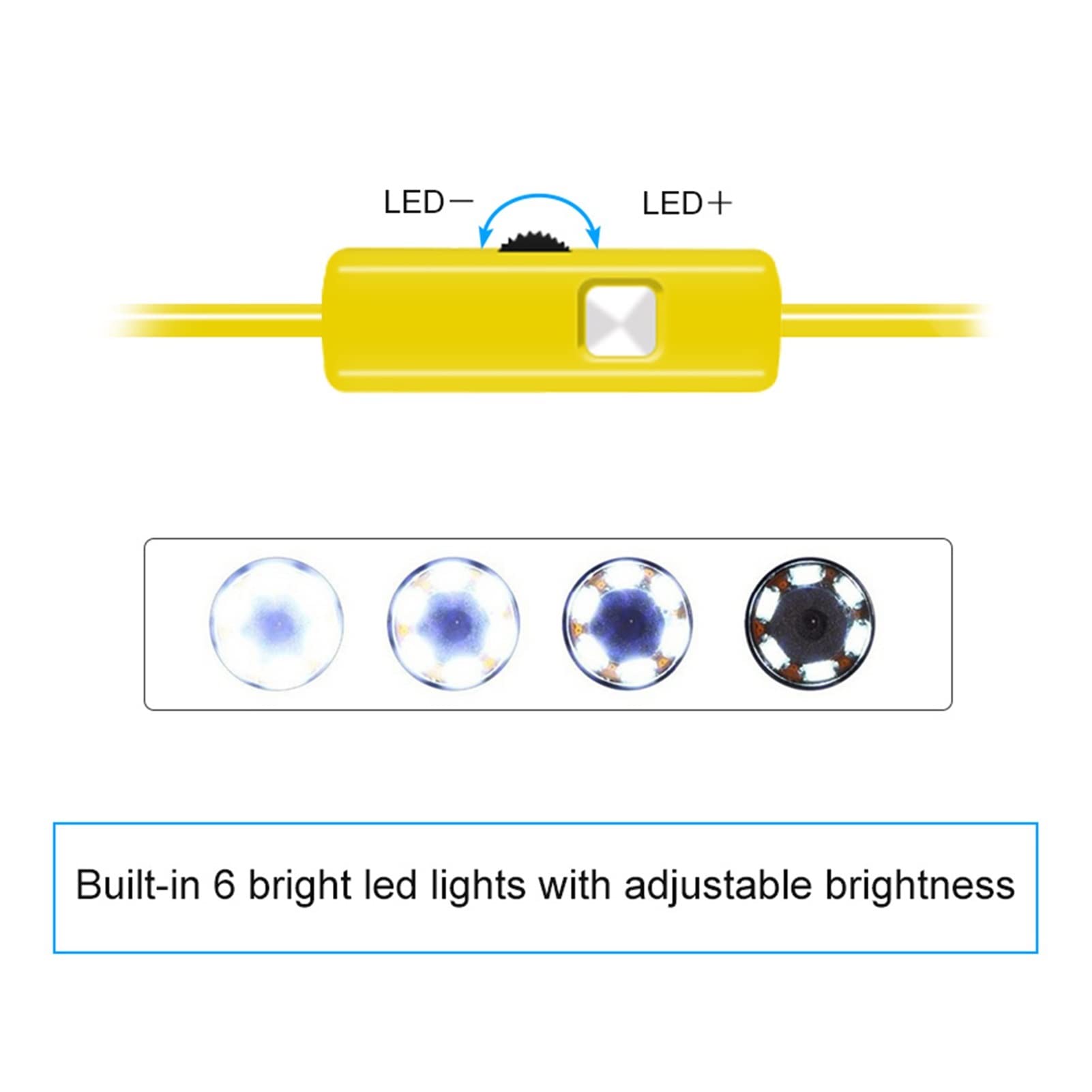 Kamera endoskopowa, 7mm. Endoskop 3 w 1 USB/Mikro. Type-C Kamera inspekcyjna boroskopowa Wodoodporna dla smartfona(10m,7mm Yellow)