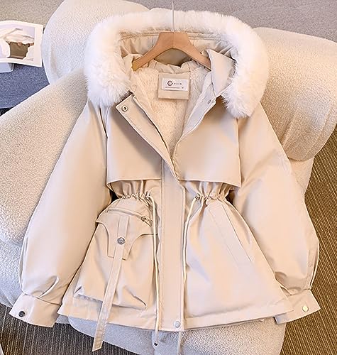 Women's Cute Solid Mid-Length Parka Winter Weatherproof Outerwear Jacket Soft Thicken Warm Snow Coat2