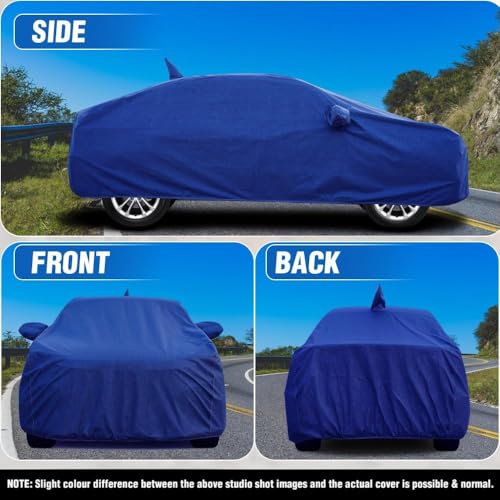 Image of for Nissan Magnite 100% Waterproof Car Cover for All Weather Protection with Mirror Pockets, Soft Cotton Lining, Triple Stitched with Adjustable Belt Bottom Elastic to Secure Fit