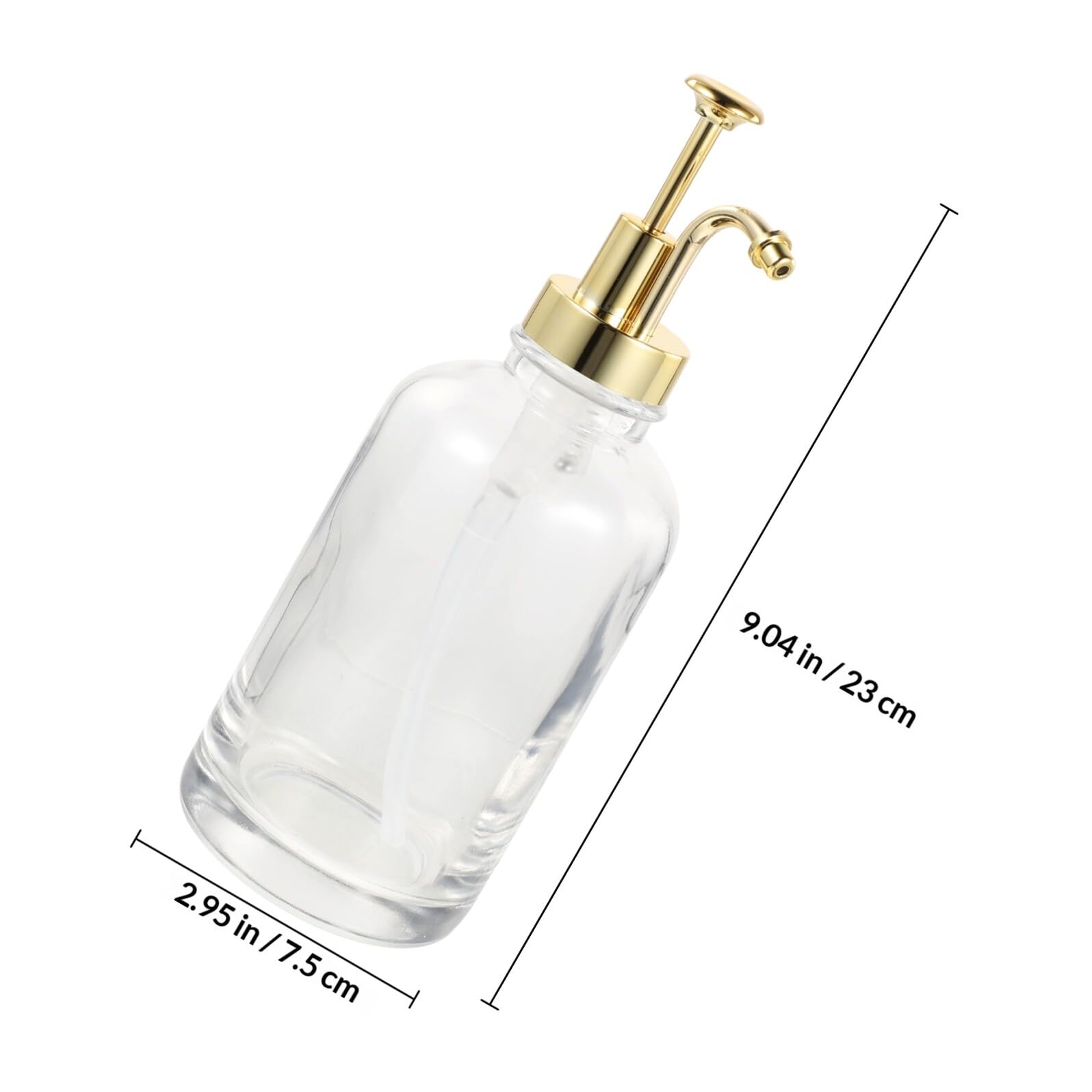 INOOMP Juego de 2 Botellas Dispensadoras de Jarabe de Vidrio Bomba, Color Dorado, Tapa Antigoteo, Bandeja Incluida, para Cafetería, Hogar y Bar, Dispensador Multiusos para Jarabes