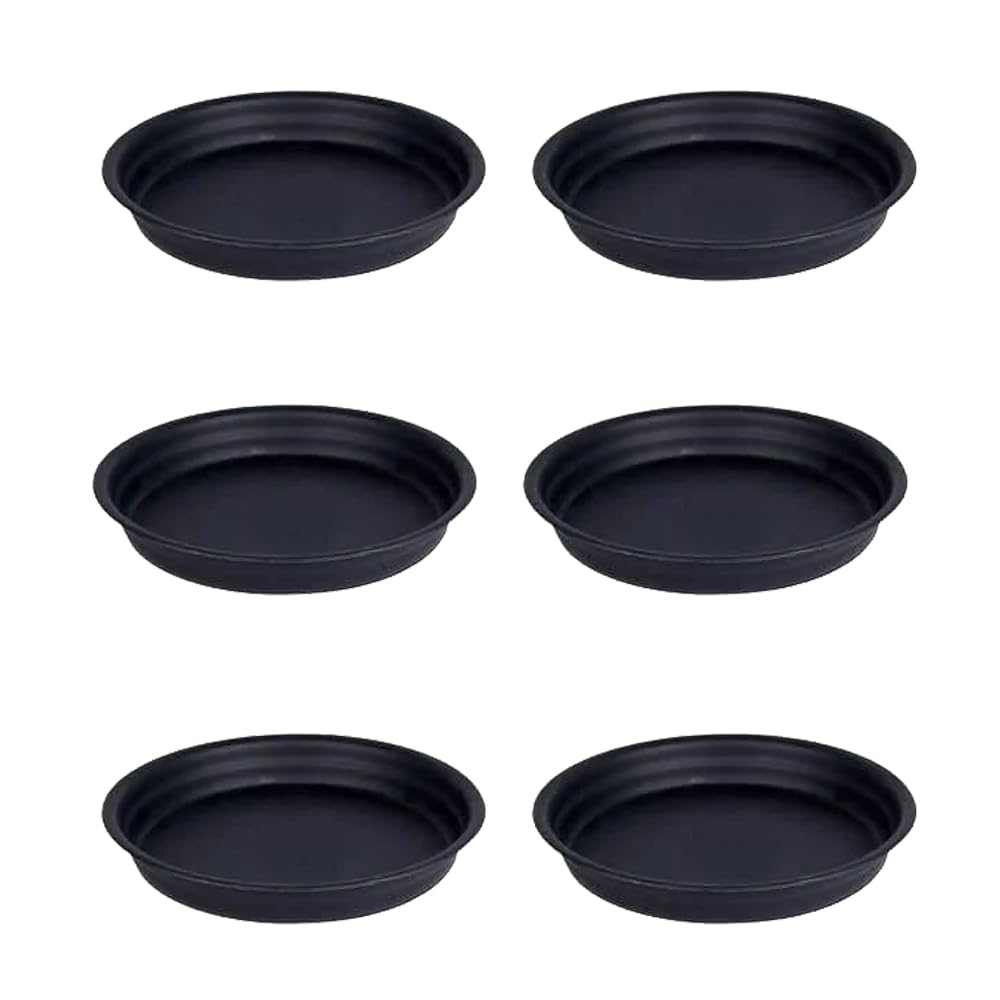 plastic flower pot base plate 12inch (black) pack of 6 | durable & lightweight | ideal for indoor & outdoor use (6)