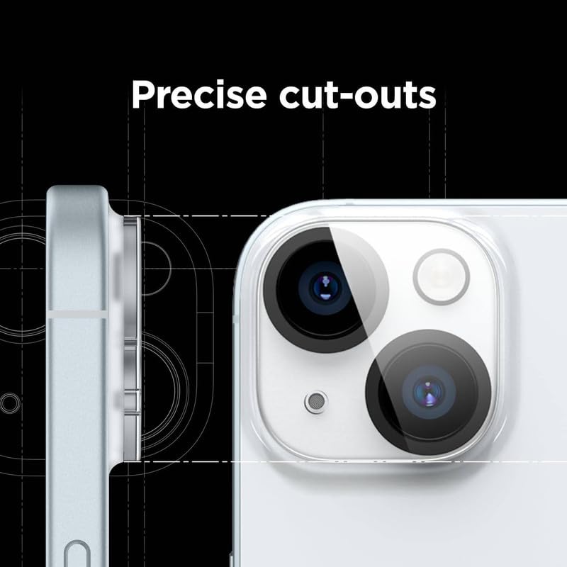 Image of XYKOS Tempered Glass iPhone 15 / iPhone 15 Plus Camera Lens Protector Truly Shatterproof,Scratch-Resistant,9H Hardness,Anti-Fingerprint Tempered Camera Screen Protection Film Accessories,Transparent