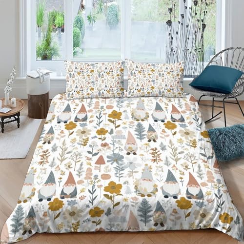 Housse de couette nains de jardin 135x200 parure lit microfibre single
