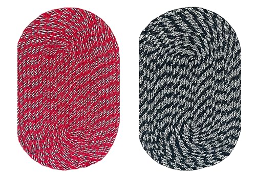 Image of Doormats for Main Door Entrance Big Size|Handmade Cotton Doormat | Quick Dry, Washable Door Mat for Home, Bathroom & Bedroom (33X53 CM)(Red-Black)