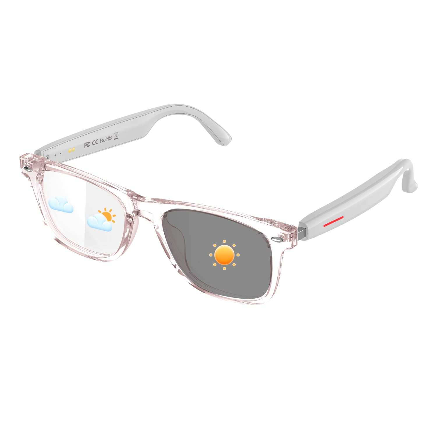 padom Smart Glasses for Men Women, Auto-On/Off & Intelligent Touch, Open Ear Audio Speakers & Mic, Color-Change Lens, Hands-Free Calls & Music, Smart Bluetooth Glasses for Travel/Work/Study(Pink)-image-16