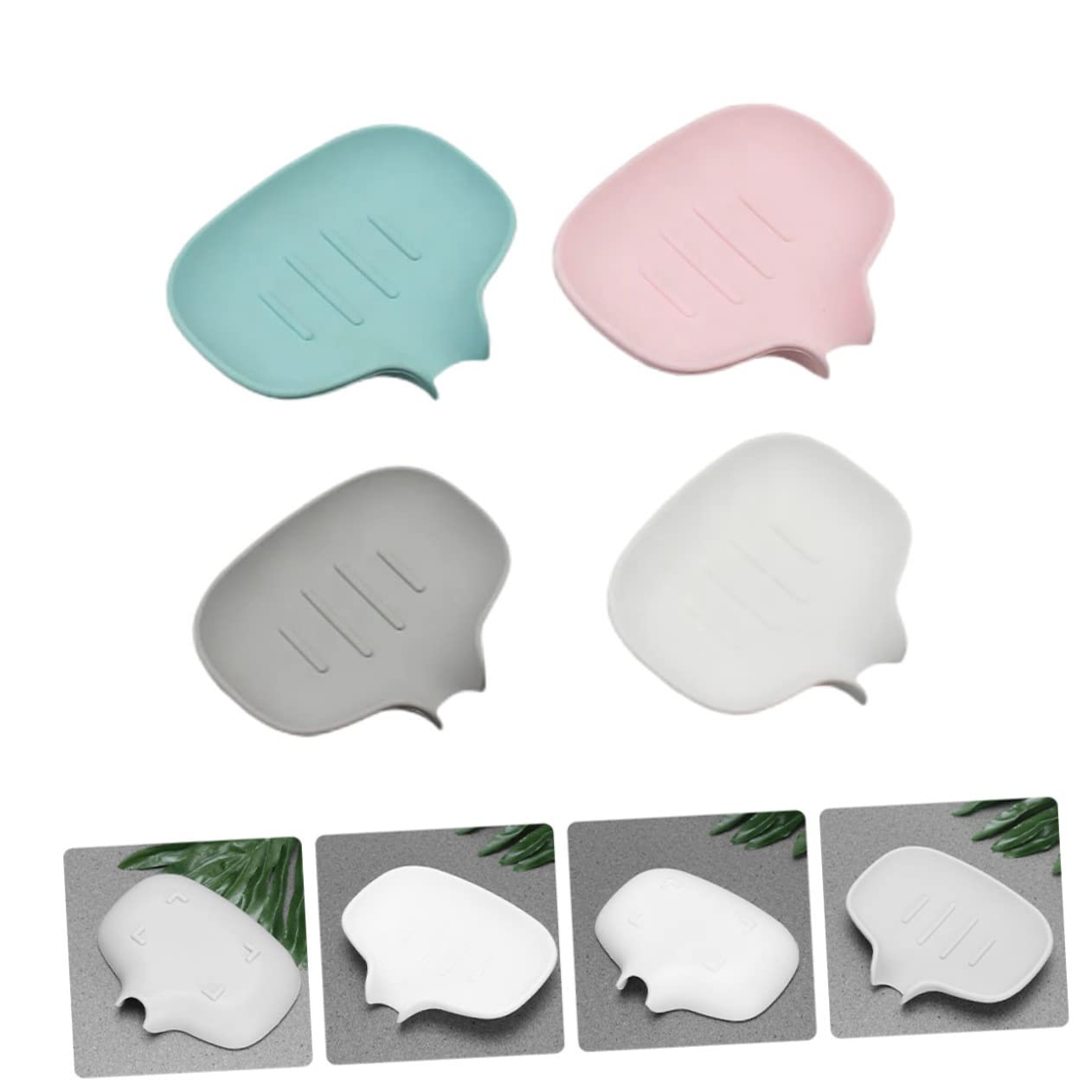 Jabonera Escurridora de Silicona, Pack de 4, Diseño Moderno