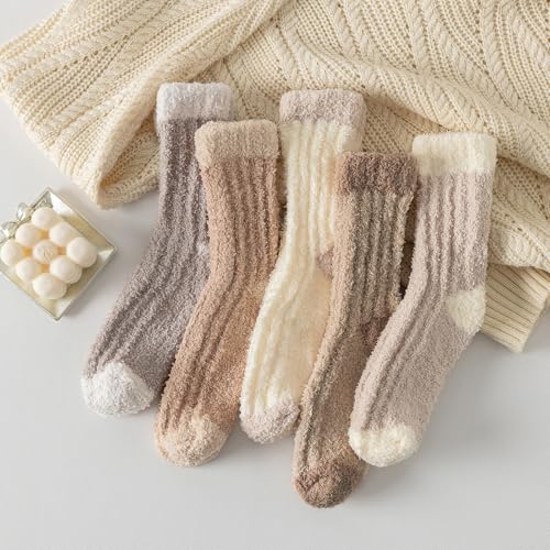 Image of Pleneal Fuzzy Socks for Women - Womens Fluffy Socks, Warm Cozy Winter Slipper Sock for Women Sleep Christmas Home socks