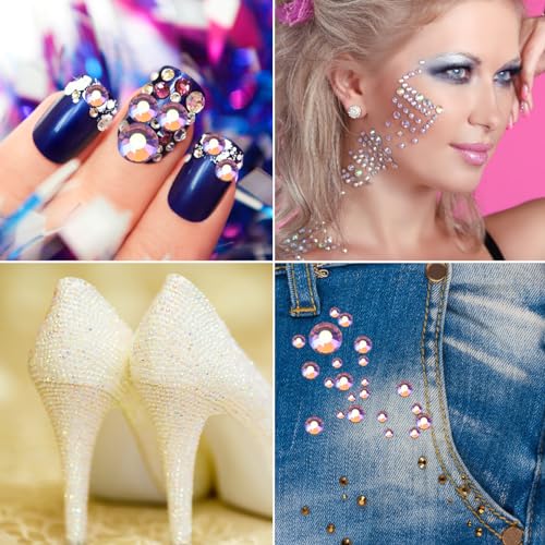 Image of Crystal Flatback Rhinestones for Crafts 3.2mm SS12, Light Purple AB | Glue Fix, 1440pcs Glass Rhinestones for Bedazzling, Clothes, Tumblers, Nail Art, Shoes, Bags, Caps & Accessories Decoration