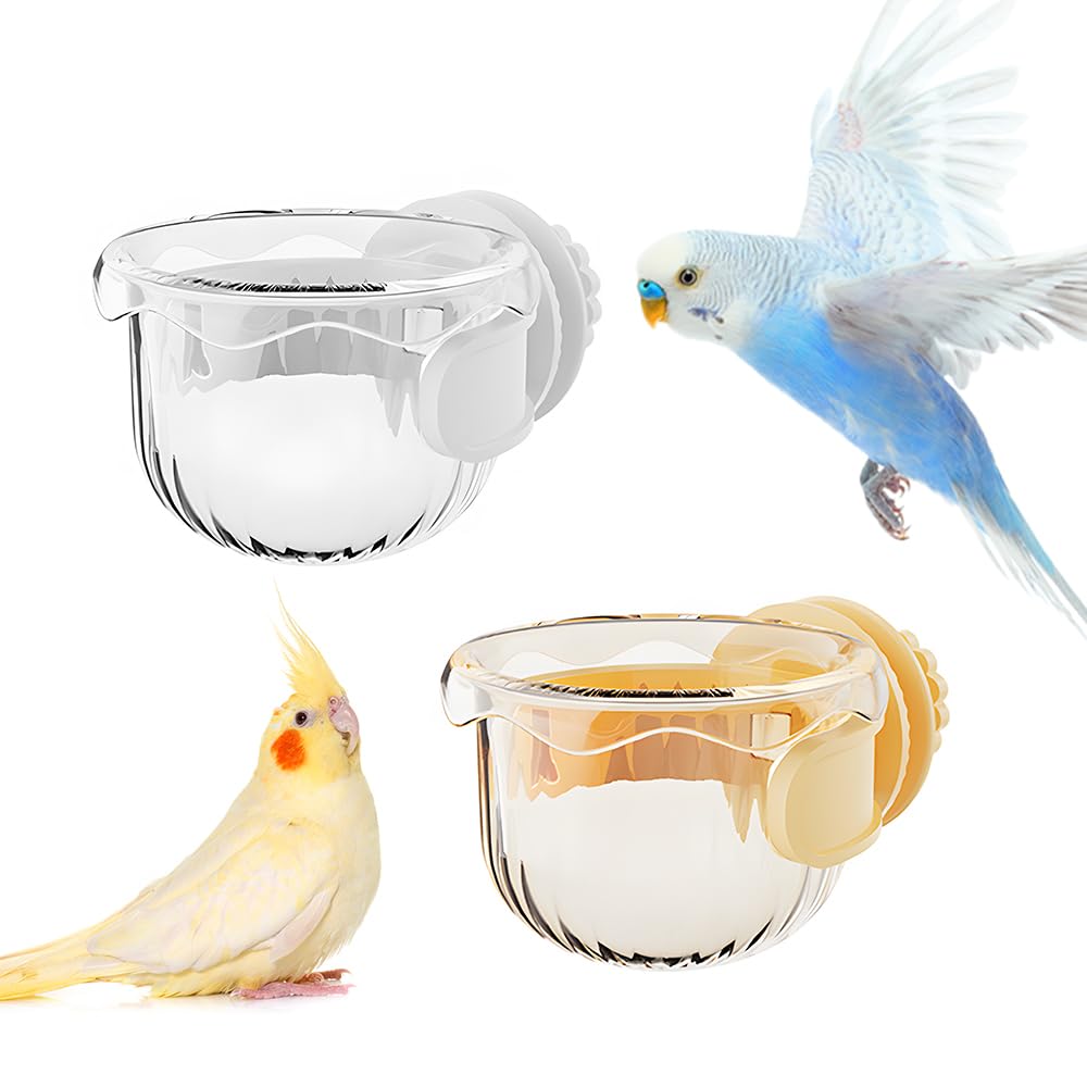 Bird Feeding Dish,2PCS Hanging Parrot Cage Feeder with Clamp for Budgies, Cockatiel, Finches, Conure, Small Animals