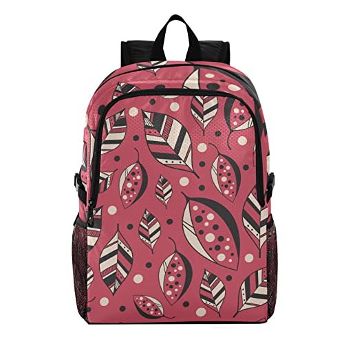 Cartable garçon fille Vnurnrn feuille rouge motif artistique pour loisirs et école