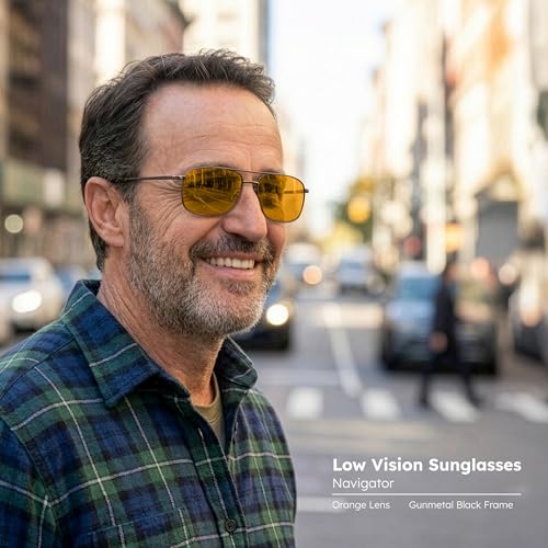 Image of NoIR Blue Blocker Sunglasses, Lightweight Glasses with Full UV Protection, Wrap-around Design for Active Lifestyles, Macular Degeneration Relief, Low Vision and Everyday Use, 67 54